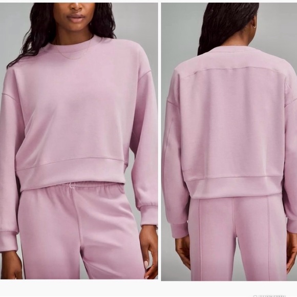 lululemon athletica Tops - Lululemon Perfectly Oversized Crop Crew Softstreme Pink Women's 8